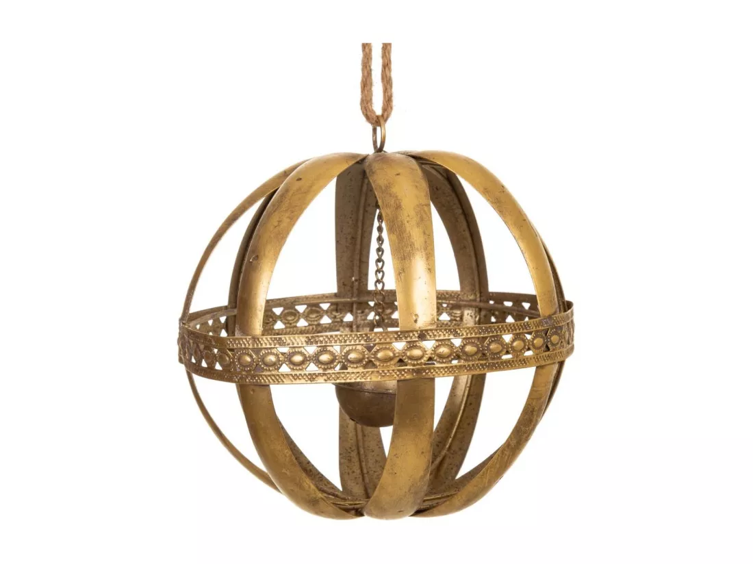 Décoration boule en métal doré 20x20x23h