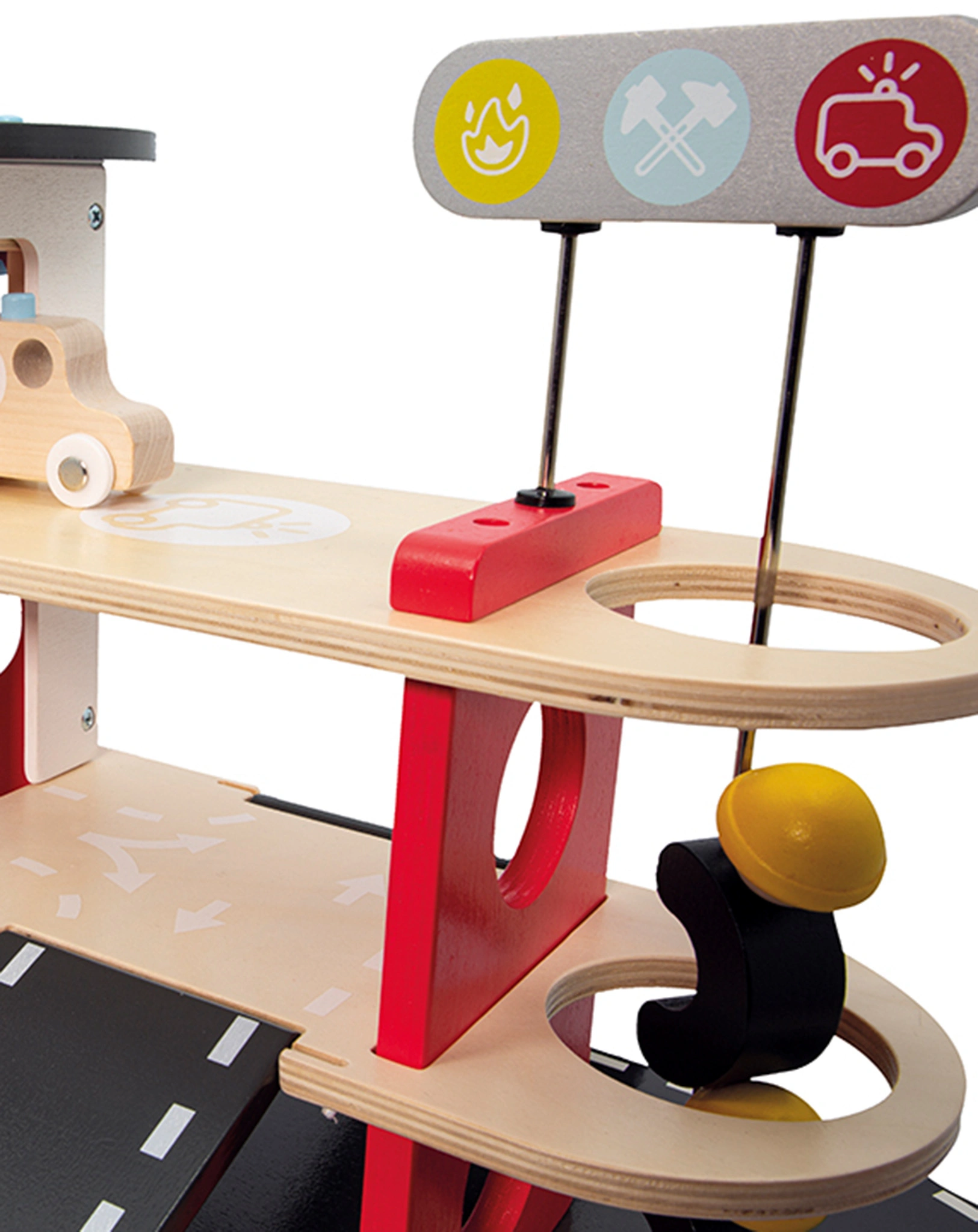 Holz-Spielset BOLID FEUERWEHRSTATION in rot