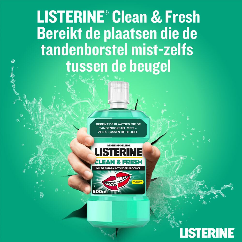 3x Listerine Mondwater Clean & Fresh zonder Alcohol500 ml