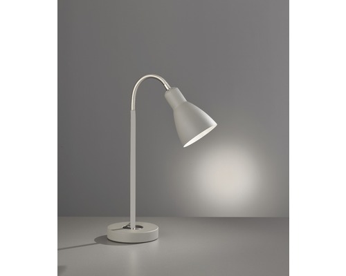 Lolland bureaulamp met één lamp, HxØ 43x15 cm, zandgrijs/nikkelkleurig, met snoerschakelaar