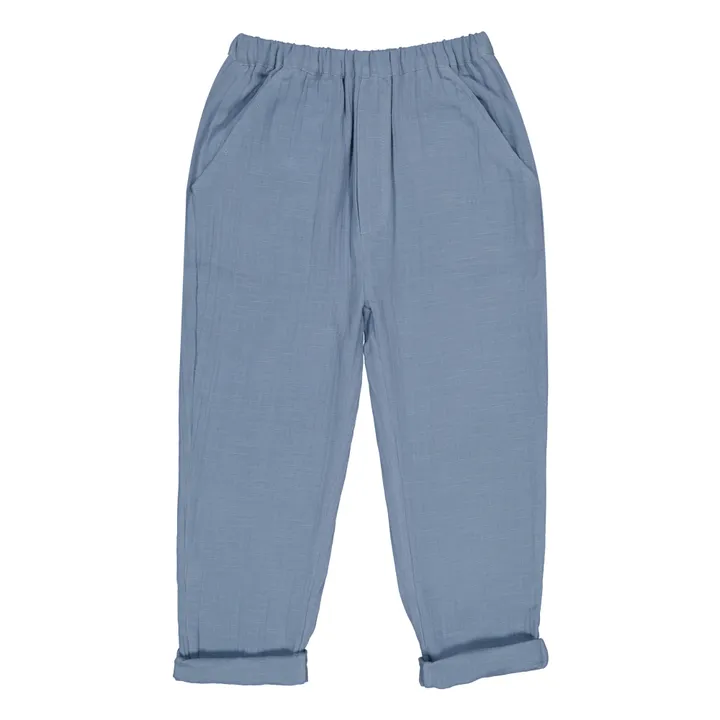 Louis Louise Pantalon Gazelle Gaze de Coton | Bleu gris