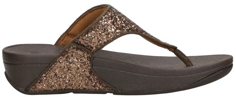 Fitflop Lulu Glitter Toe - Thongs PU Glitter donkerbruin