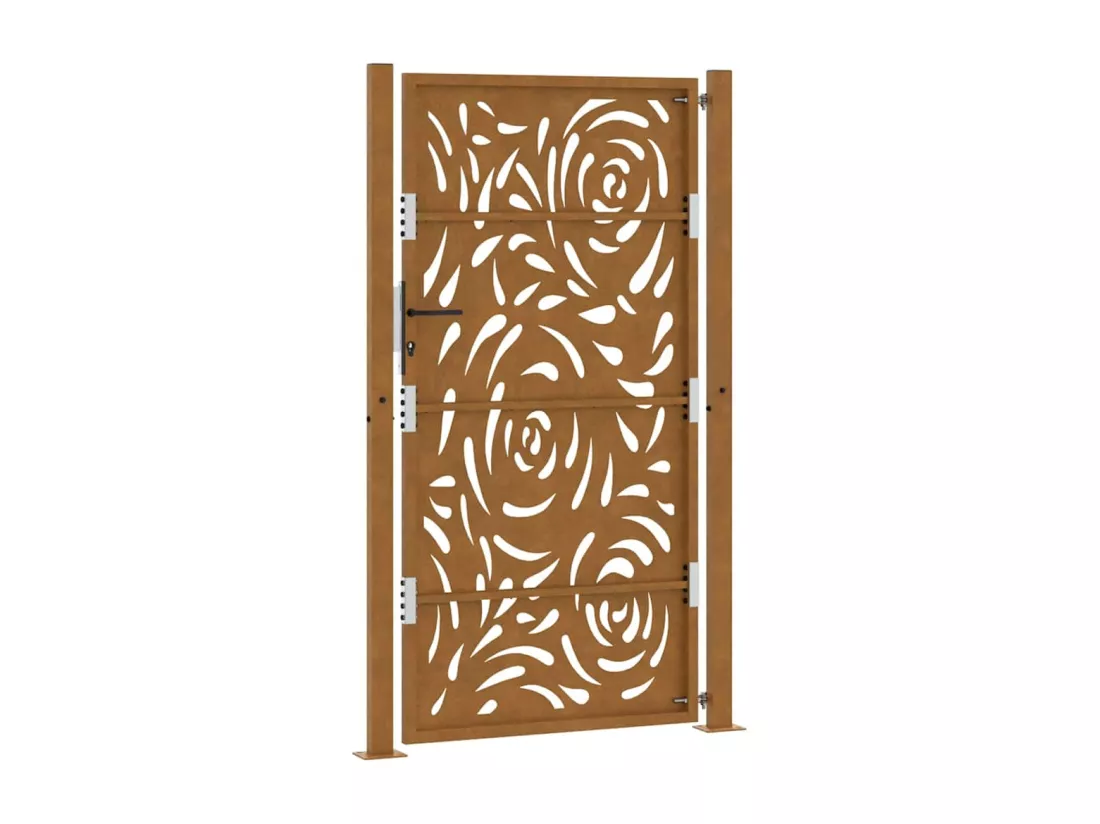 Porte de jardin acier résistant aux intempéries design flamme