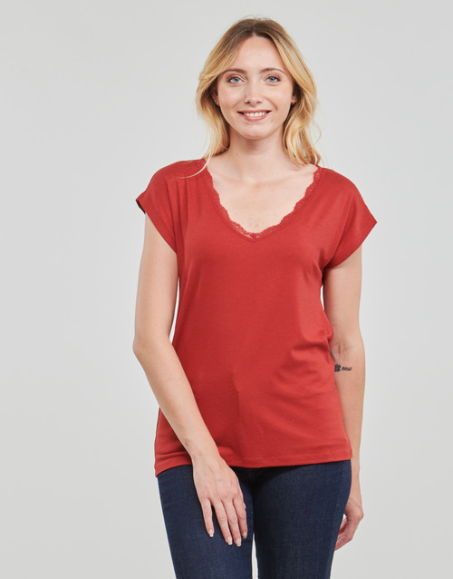Only - ONLMOSTER S/S LACE V-NECK TOP CS JRS - Bordeaux