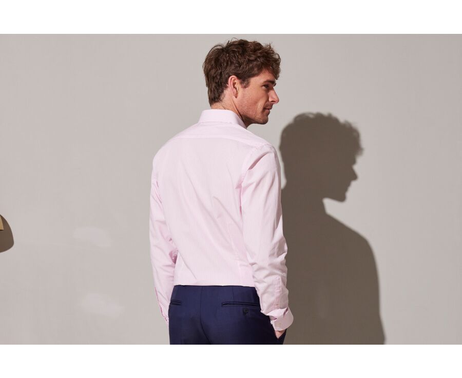 Chemise popeline rayée rose et blanc - MAXIMILIEN