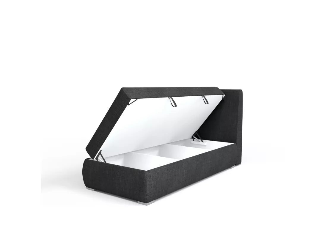 LIT BOXSPRING avec coffre de rangement Buffalo Mini côté droit 100x200 cm, Lux 23 (Noir)