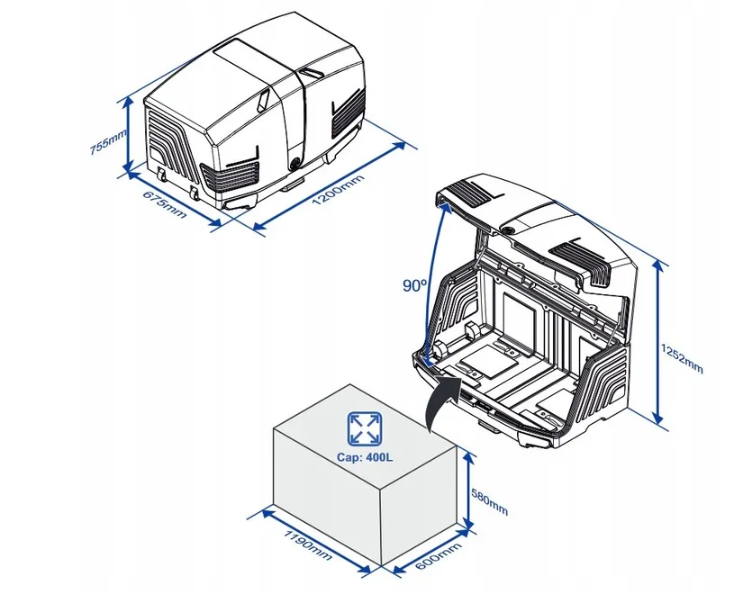 TowBox Anhængerboks V3 Artic White - 400 liter