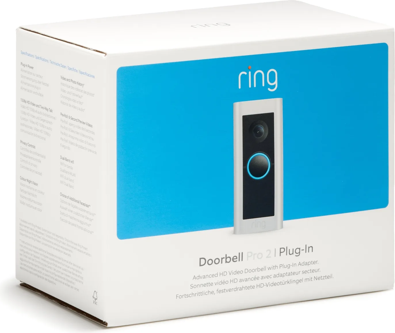 Ring Video Doorbell Pro 2 Nickel Satiné (filaire)   Adaptateur Sonnette connectée