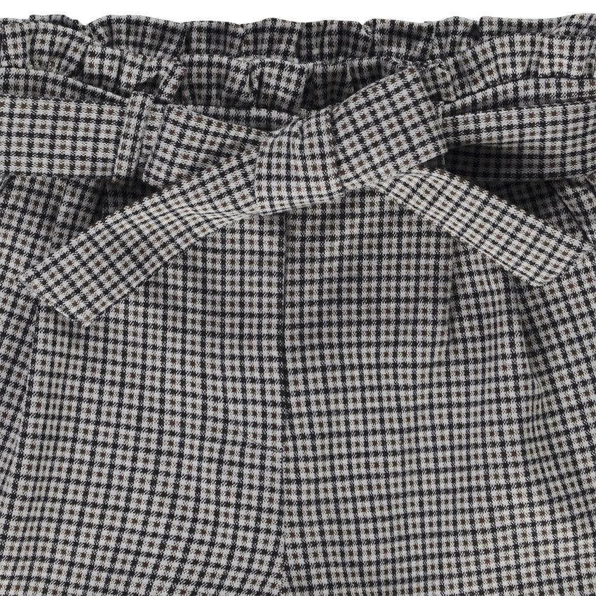 Short à carreaux avec ceinture pour fille - Ecru