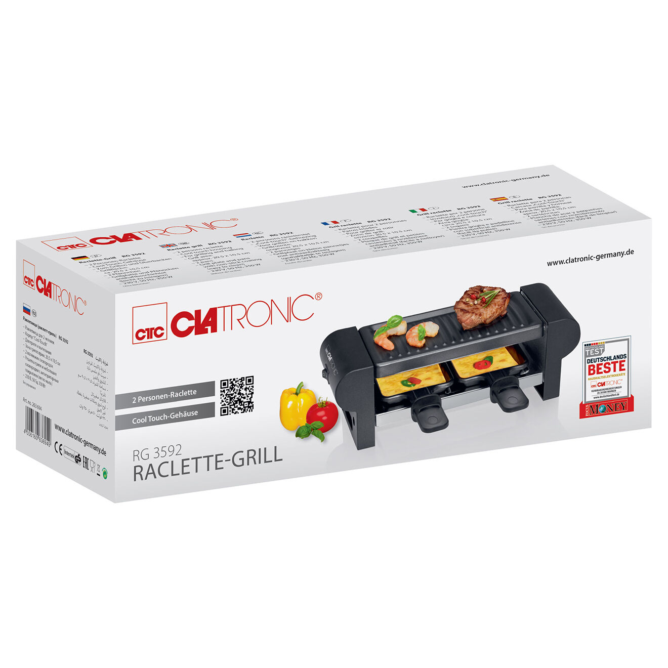 Clatronic Machine à raclette/grill Clatronic RG3592 noire - 2 personnes