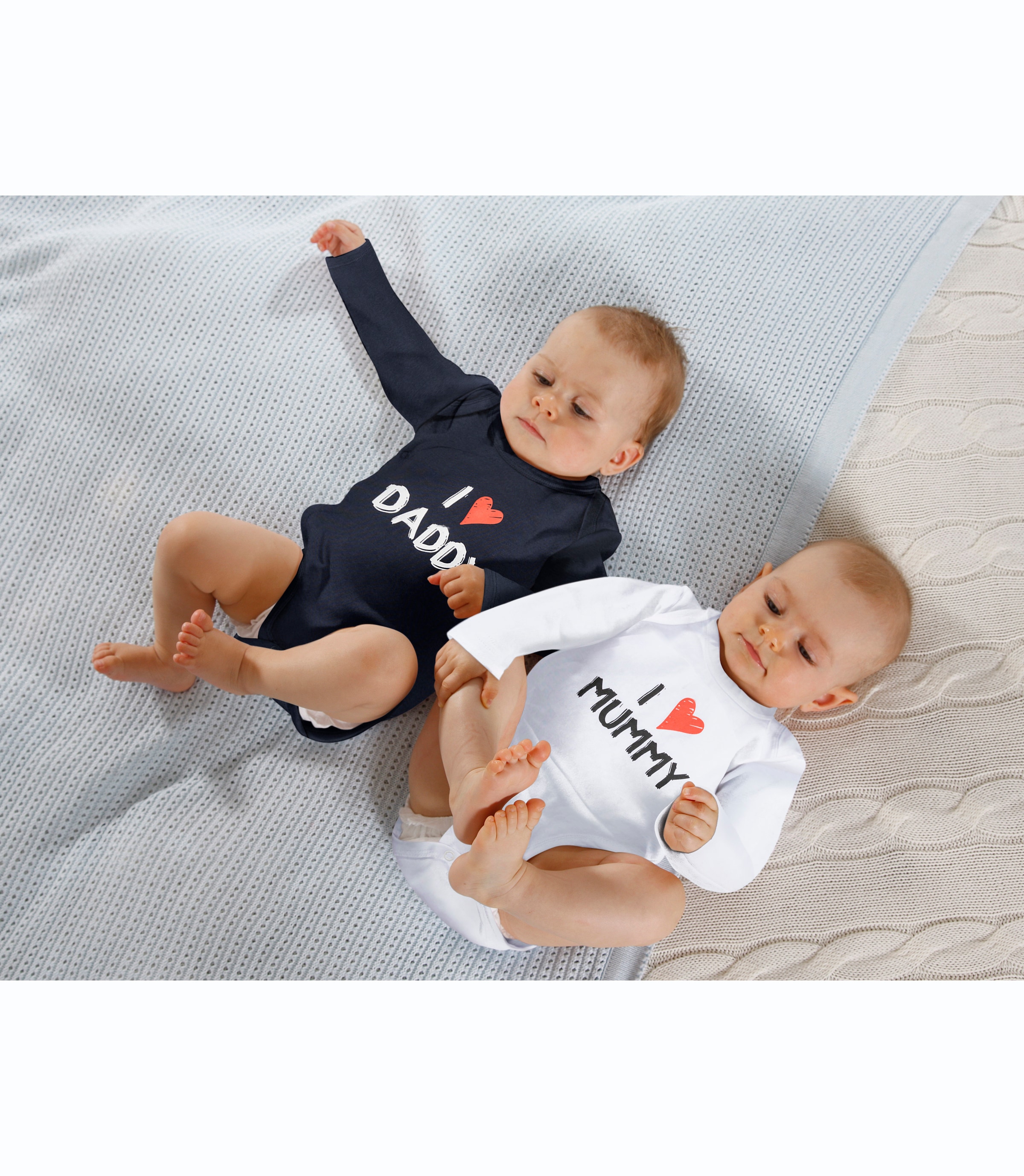 KIDSWORLD Langarmbody »2er Pack Baby-Body Sprüche, Mummy&Daddy«, 2 Stk. aus Bio-Baumwolle