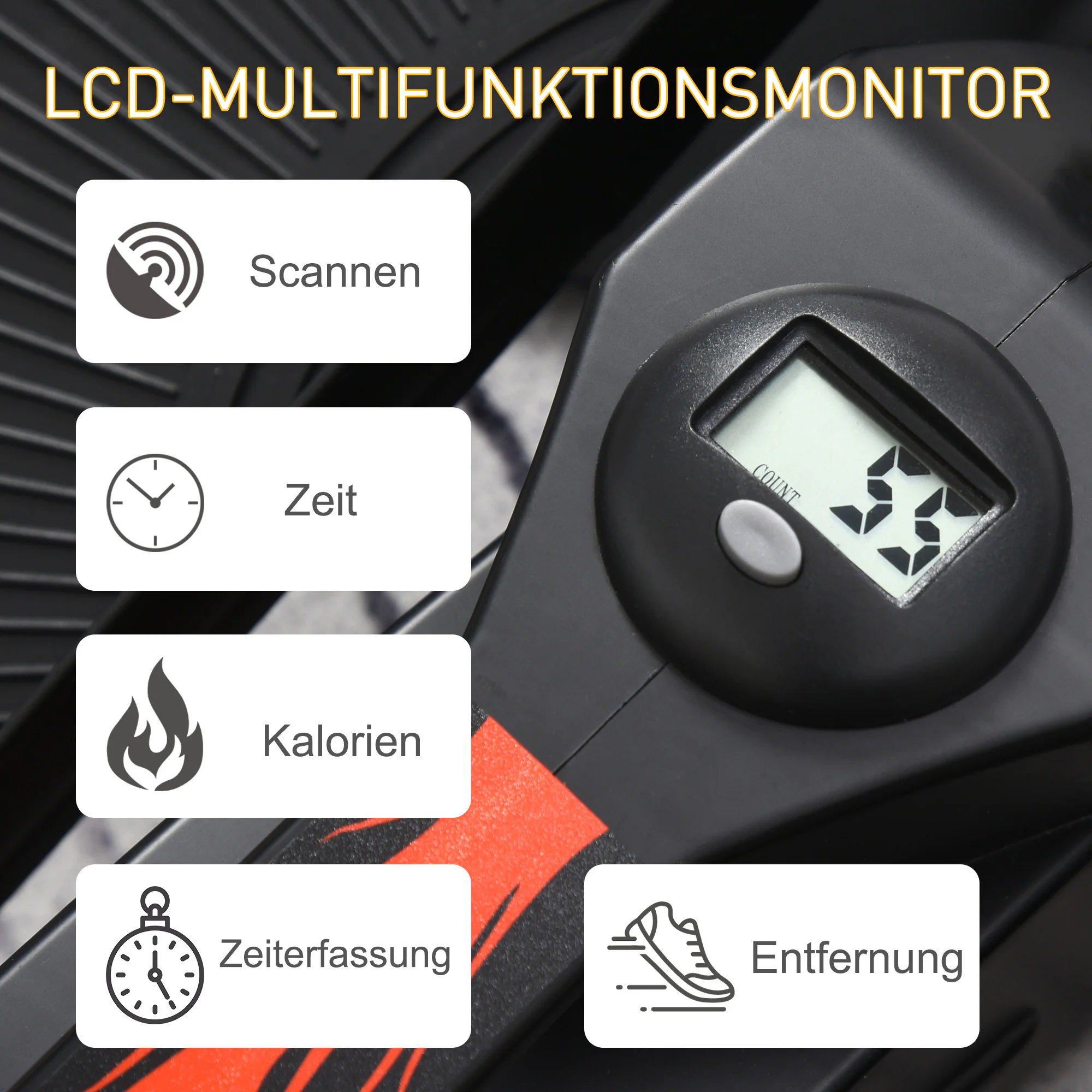 HOMCOM Mini Stepper mit LCD-Monitor schwarz 60 x 40 x 29 cm (LxBxH)
