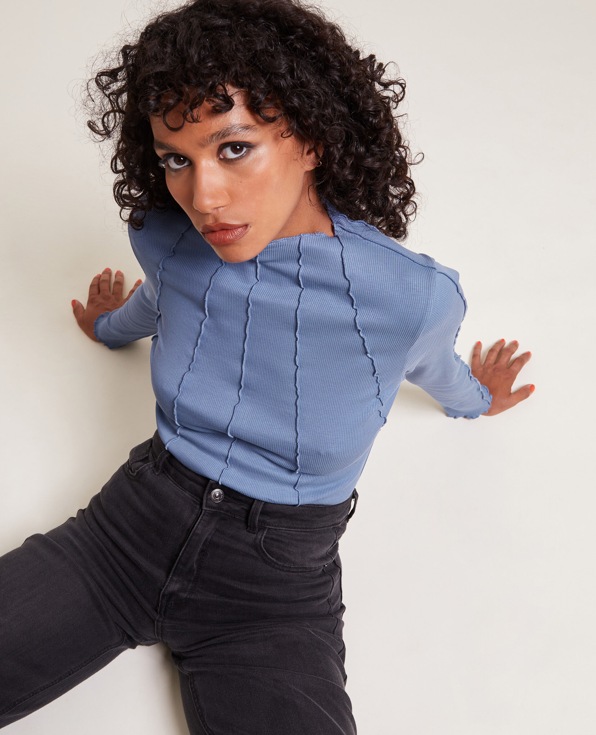 Top coutures apparentes - Bleu foncé