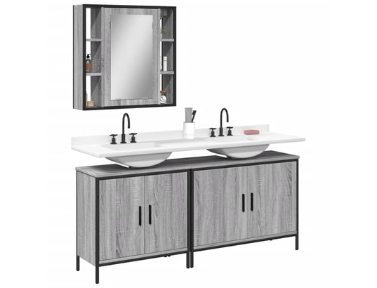 VIDAXL - Ensemble d'armoires de salle de bain 3 pcs sonoma gris