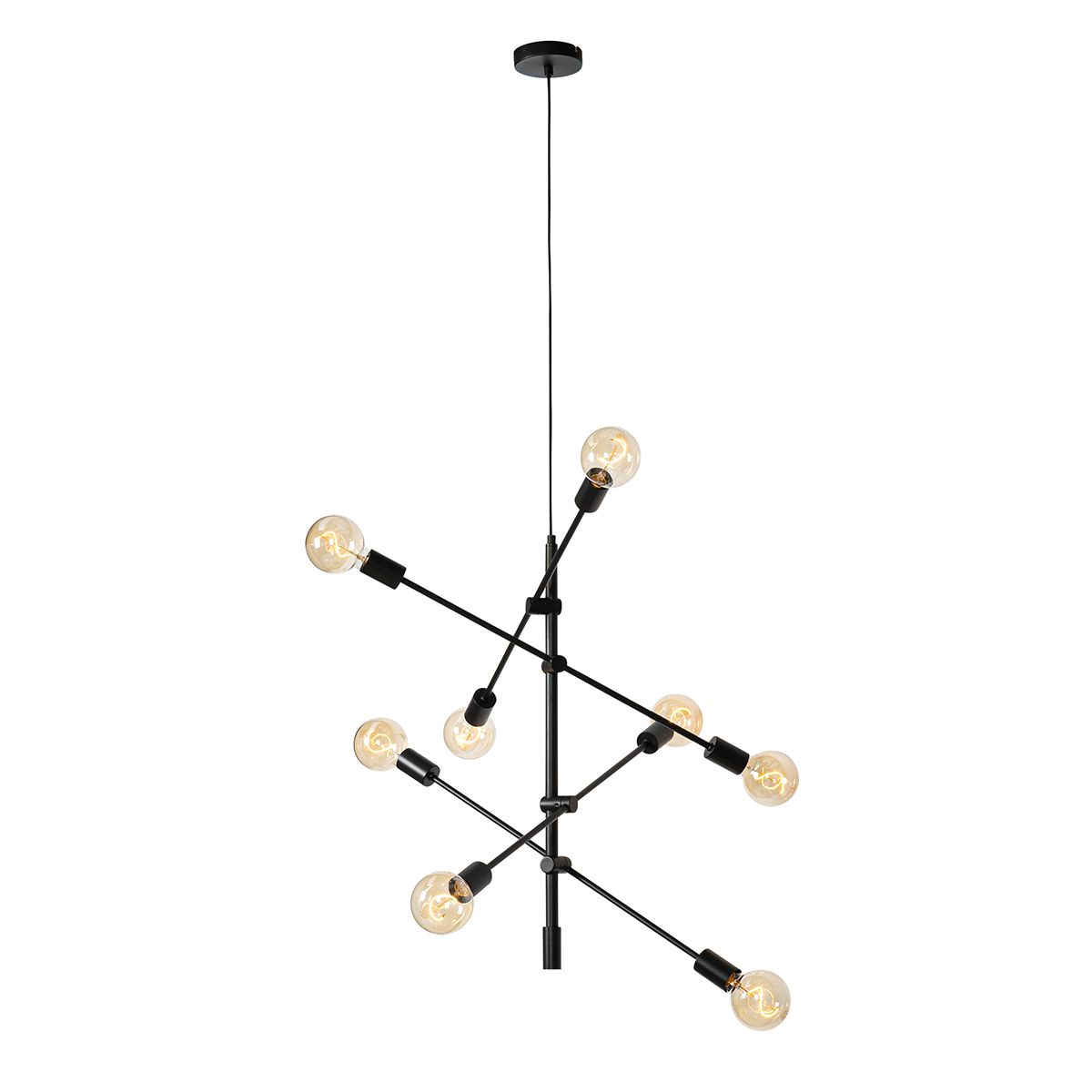 Industriële hanglamp zwart 8-lichts - Sydney