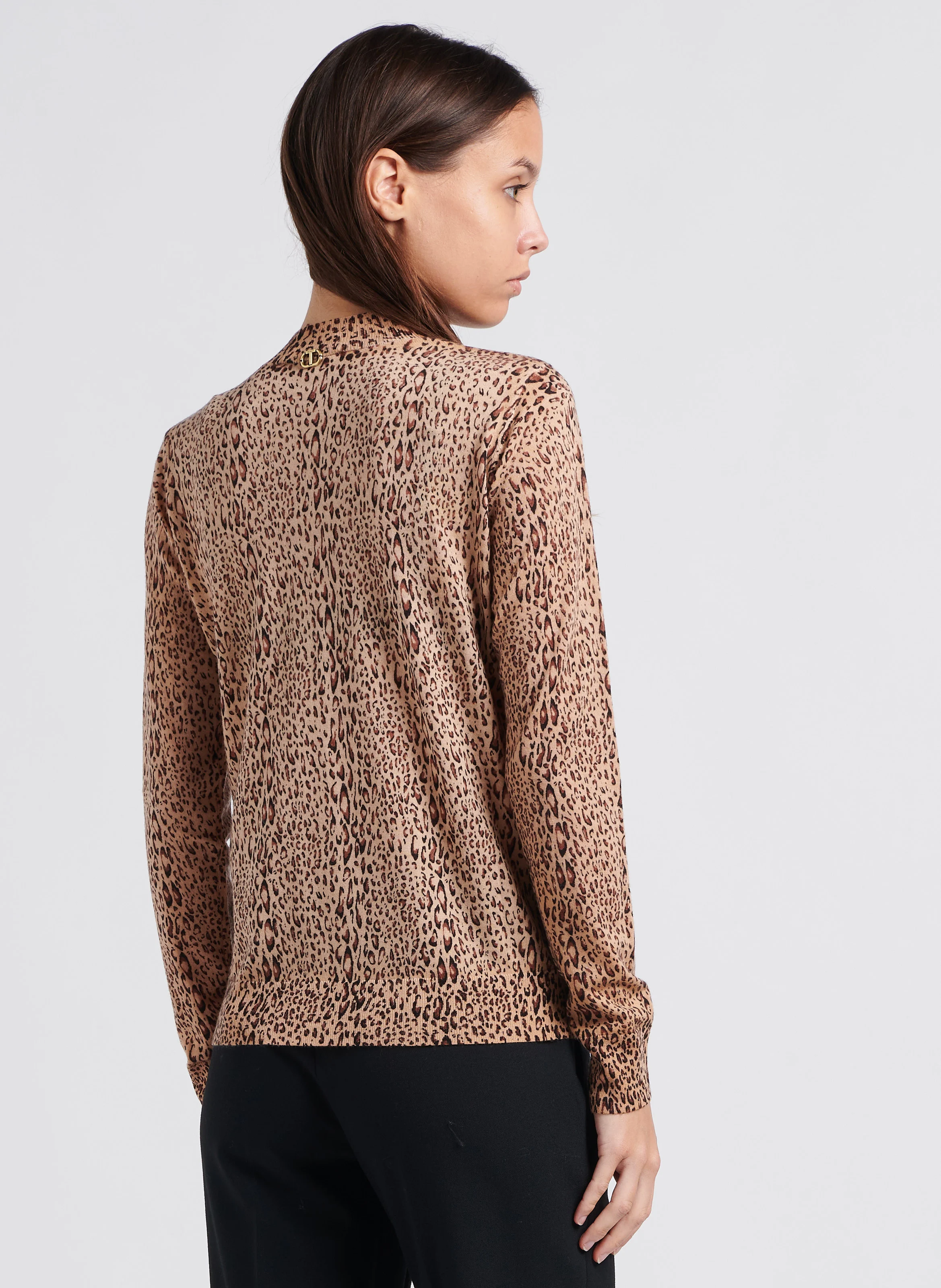Pull à col montant droit en laine | Marron
