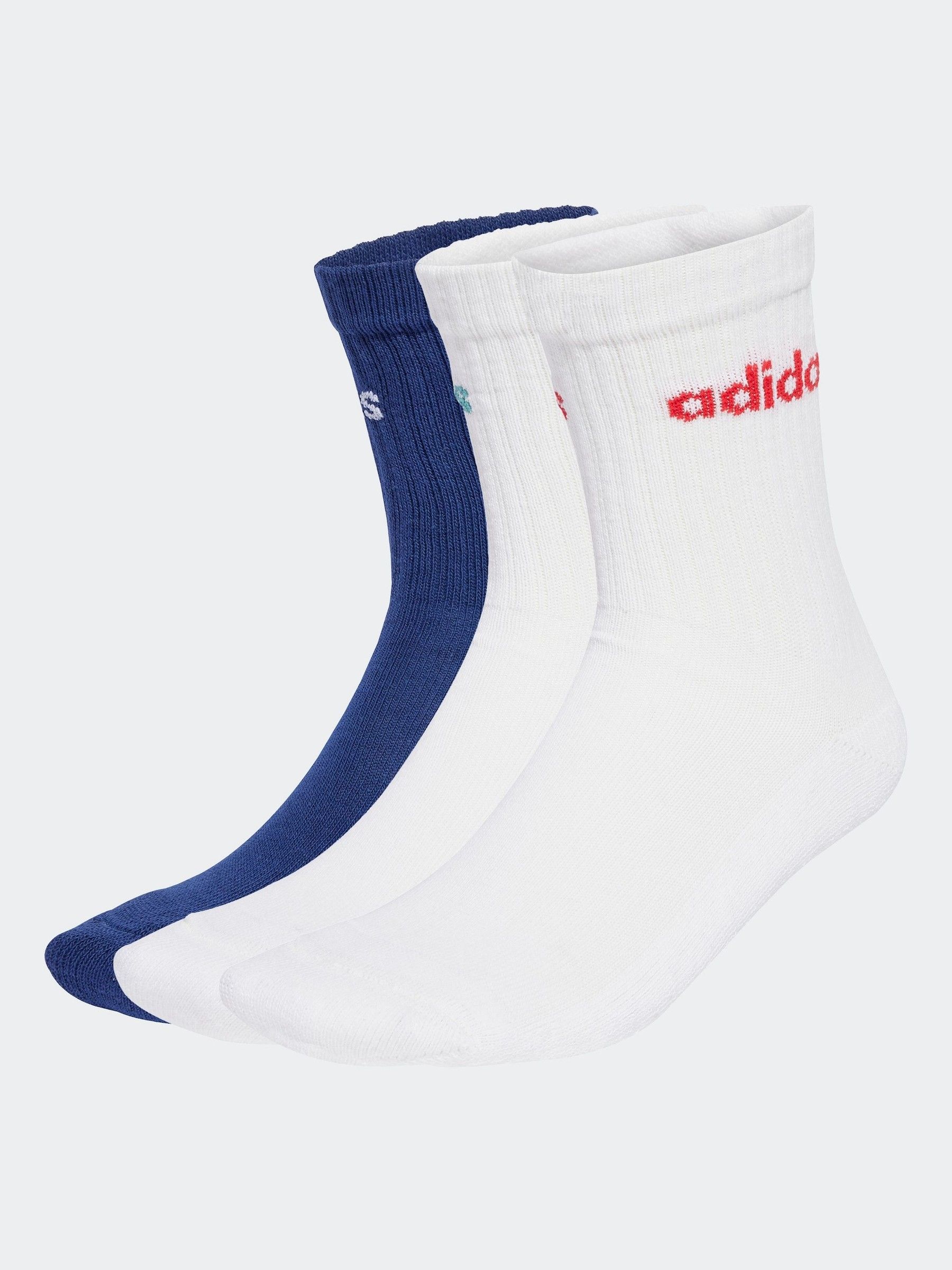 Blauw - adidas Linear verpakking van 3 paar dikke sokken met ronde hals