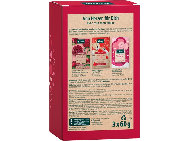 Kneipp Geschenkset Von Herzen Für Dich 3 x 60 g Geschenkbox mit hochwertigen Pflegeprodukten