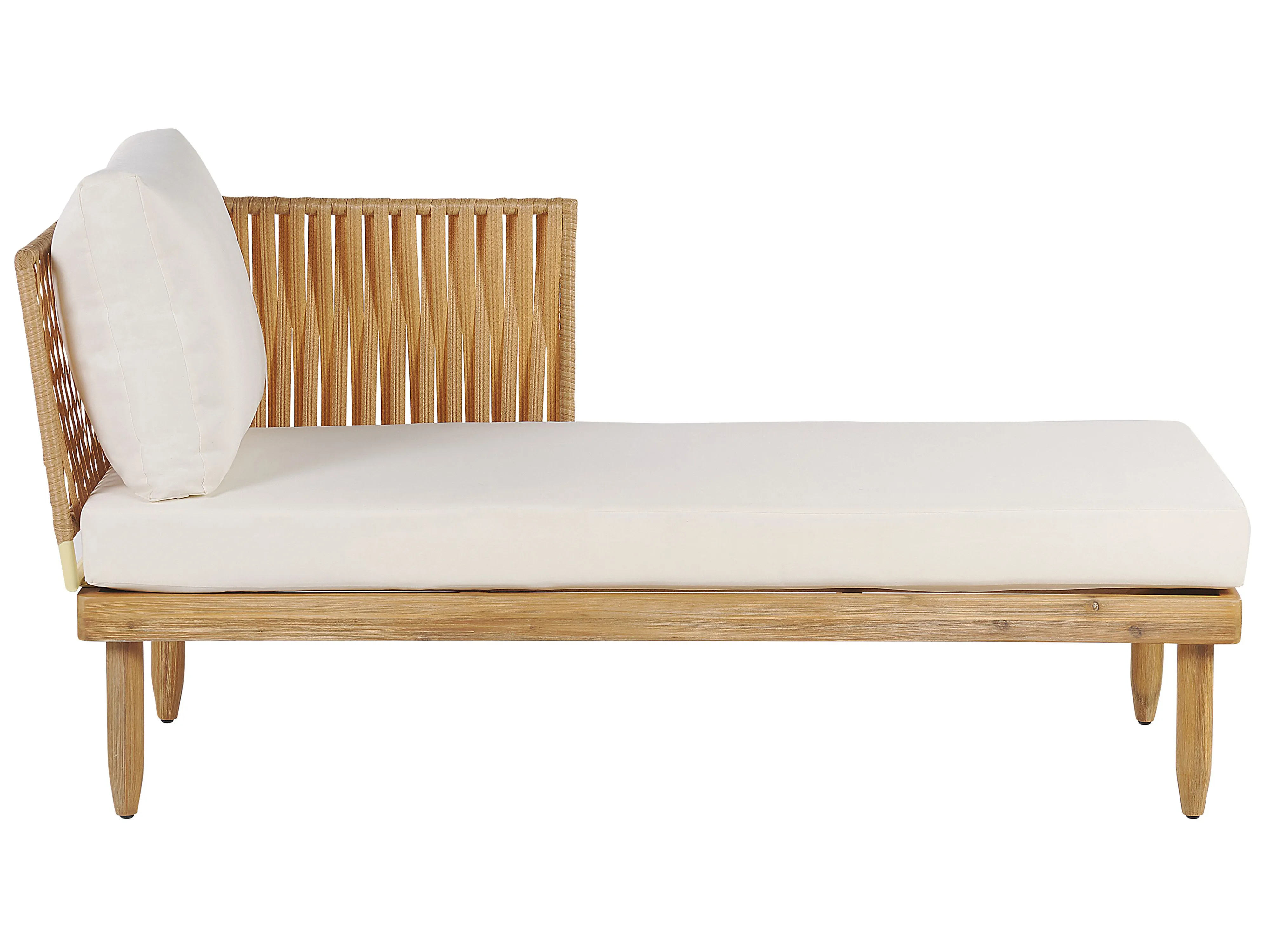 Loungeset met tafel 4-zits CREMONA linkszijdig Acaciahout Gebroken wit