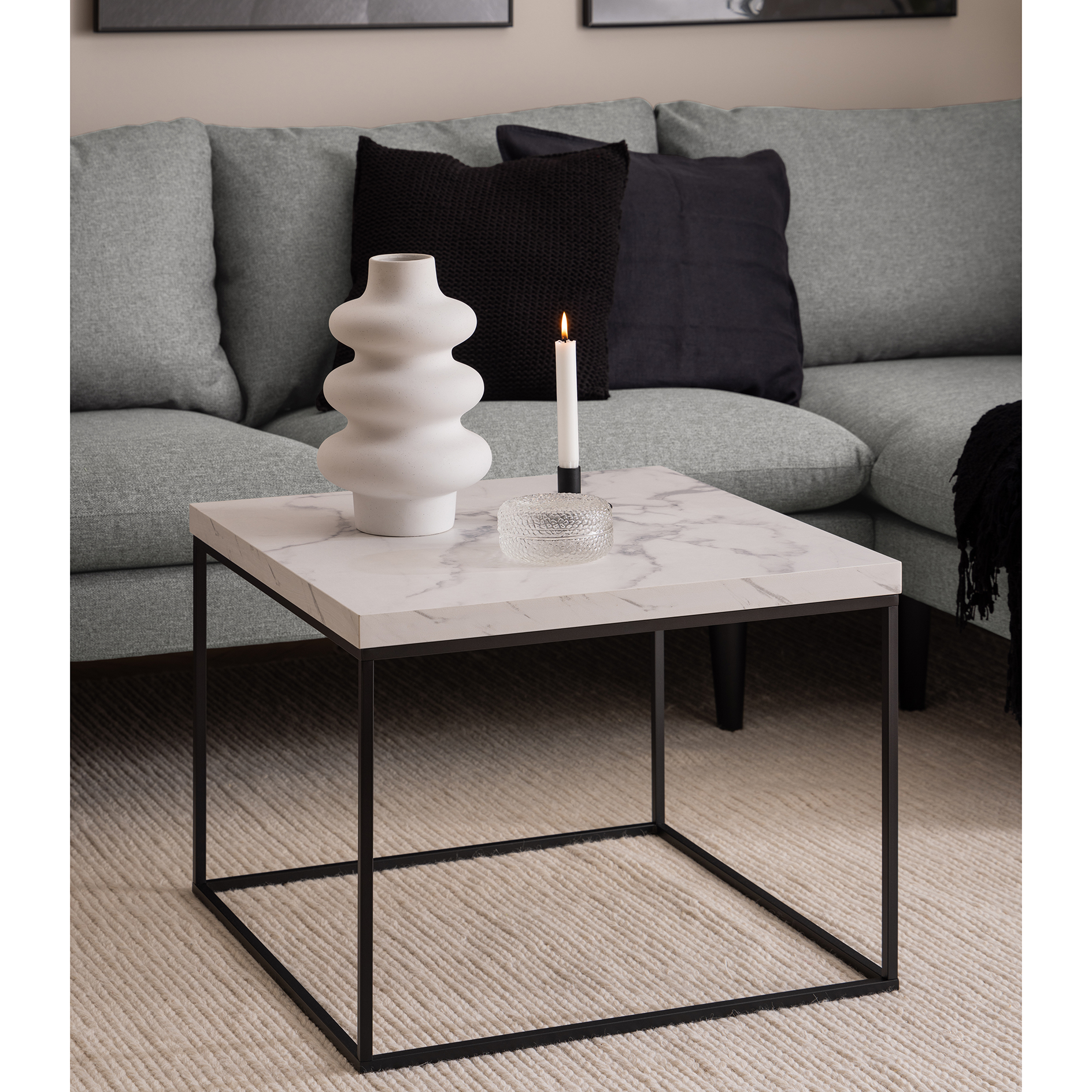 Couchtisch BAROSSA - weiß-schwarz - 60 cm