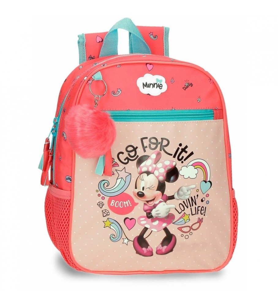 Mochila pré-escolar Joumma Bags Minnie Lovin Life 28cm adaptável rosa