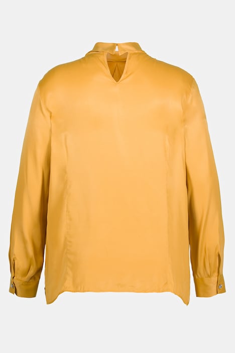 Bluse, Satin, Umlegekragen, Zierfalte, Langarm