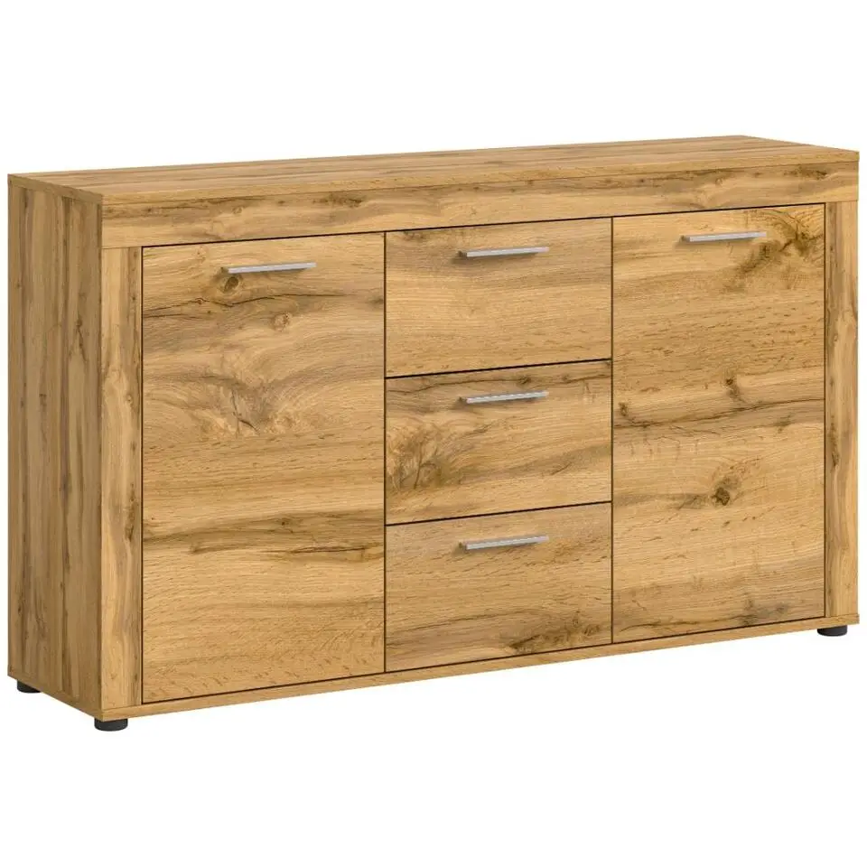 Hioshop Jam dressoir 2 deuren- 3 lades eiken decor