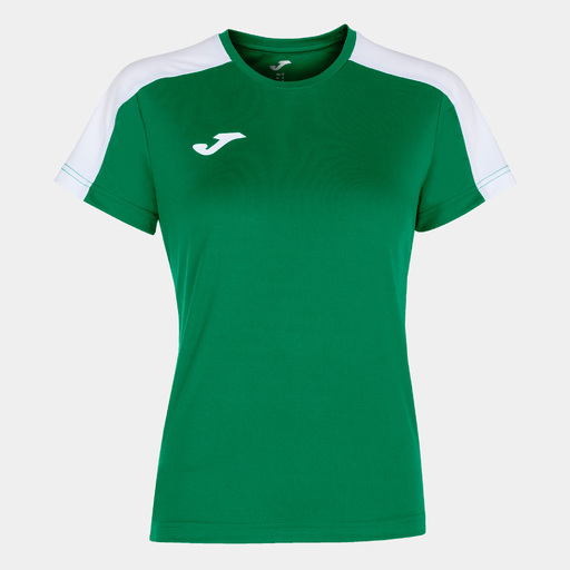Camiseta Joma Academy III de manga curta, verde e branca.