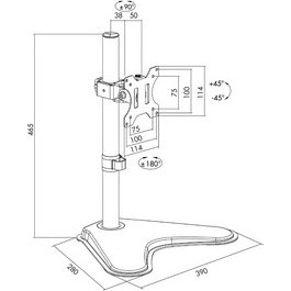 Bras support avec socle, longueur du bras: 50 mm