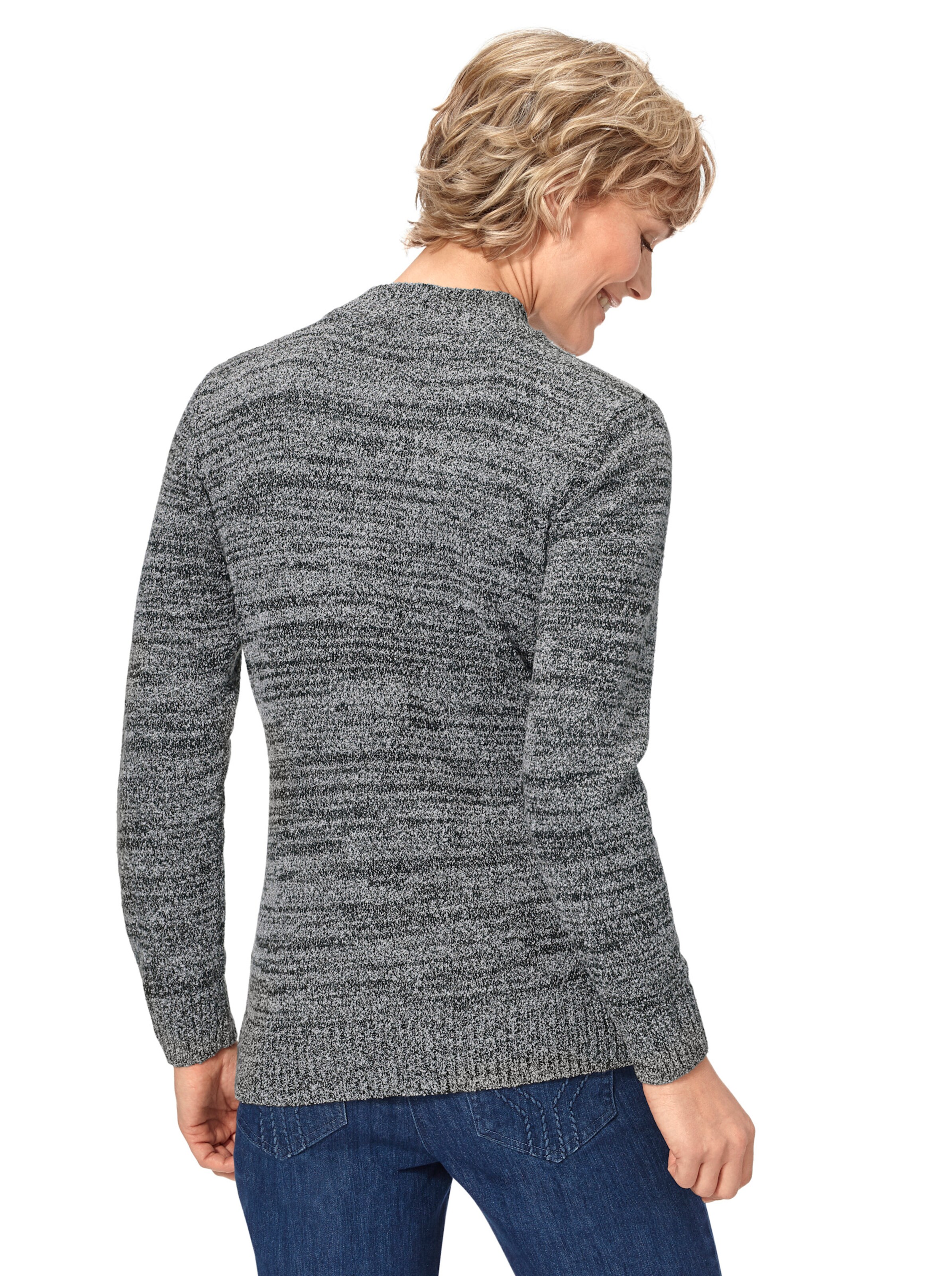 Stehkragenpullover in schwarz-weiß