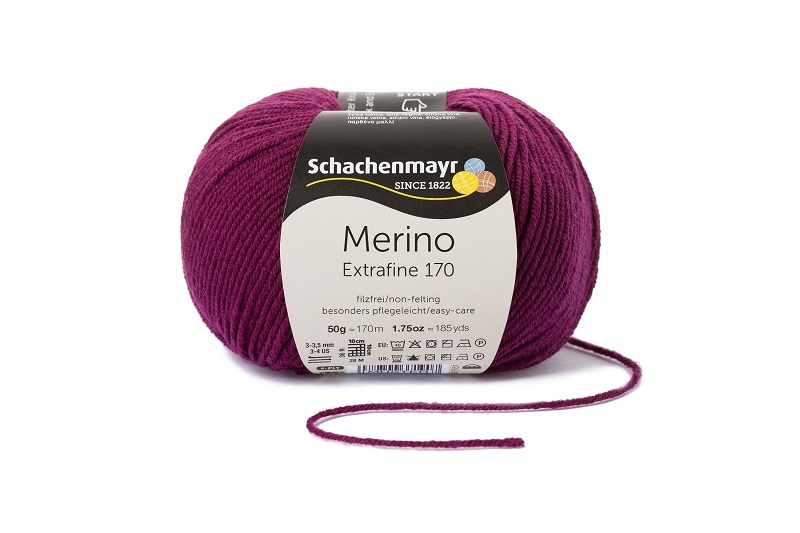 Handstrickgarn MERINO EXTRAFINE 170 - burgund - 50g