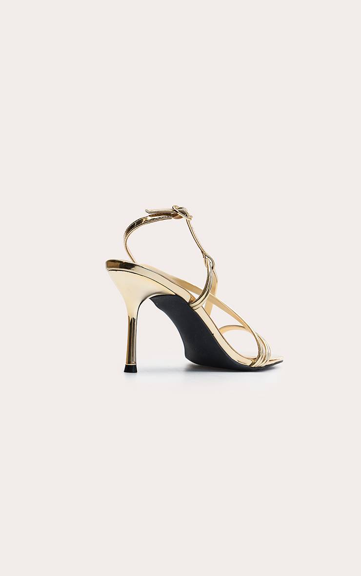 Doré Sandales À Talons À Brides Métallisées