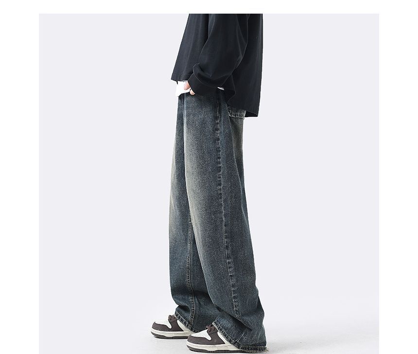 Savenne - Mid Rise Washed Straight Leg Jeans