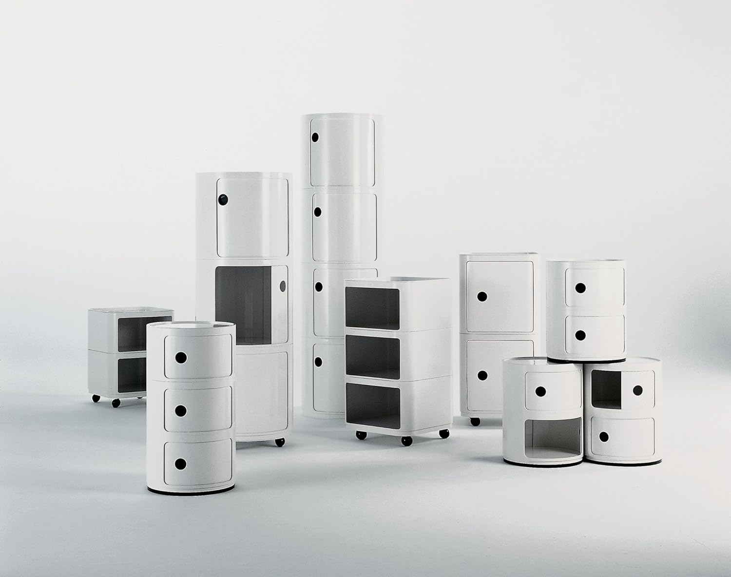 Kartell Componibili, 2 Elements, Weiß, Runde Basis