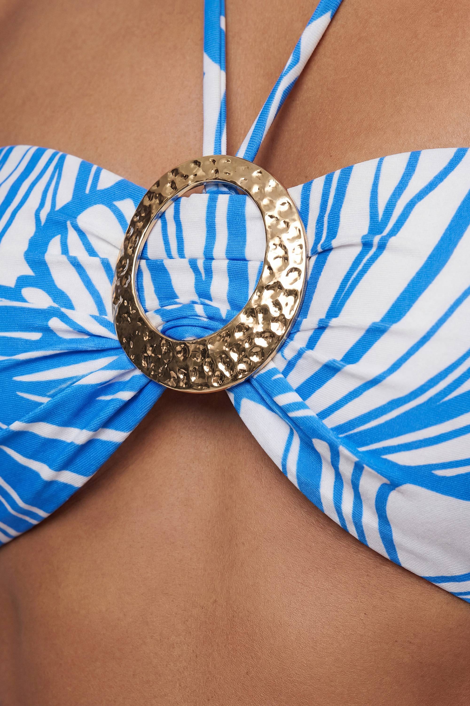 KarenMillen Maillot De Bain Bleu À Imprimé Abstrait Avec Détails Ornementaux
