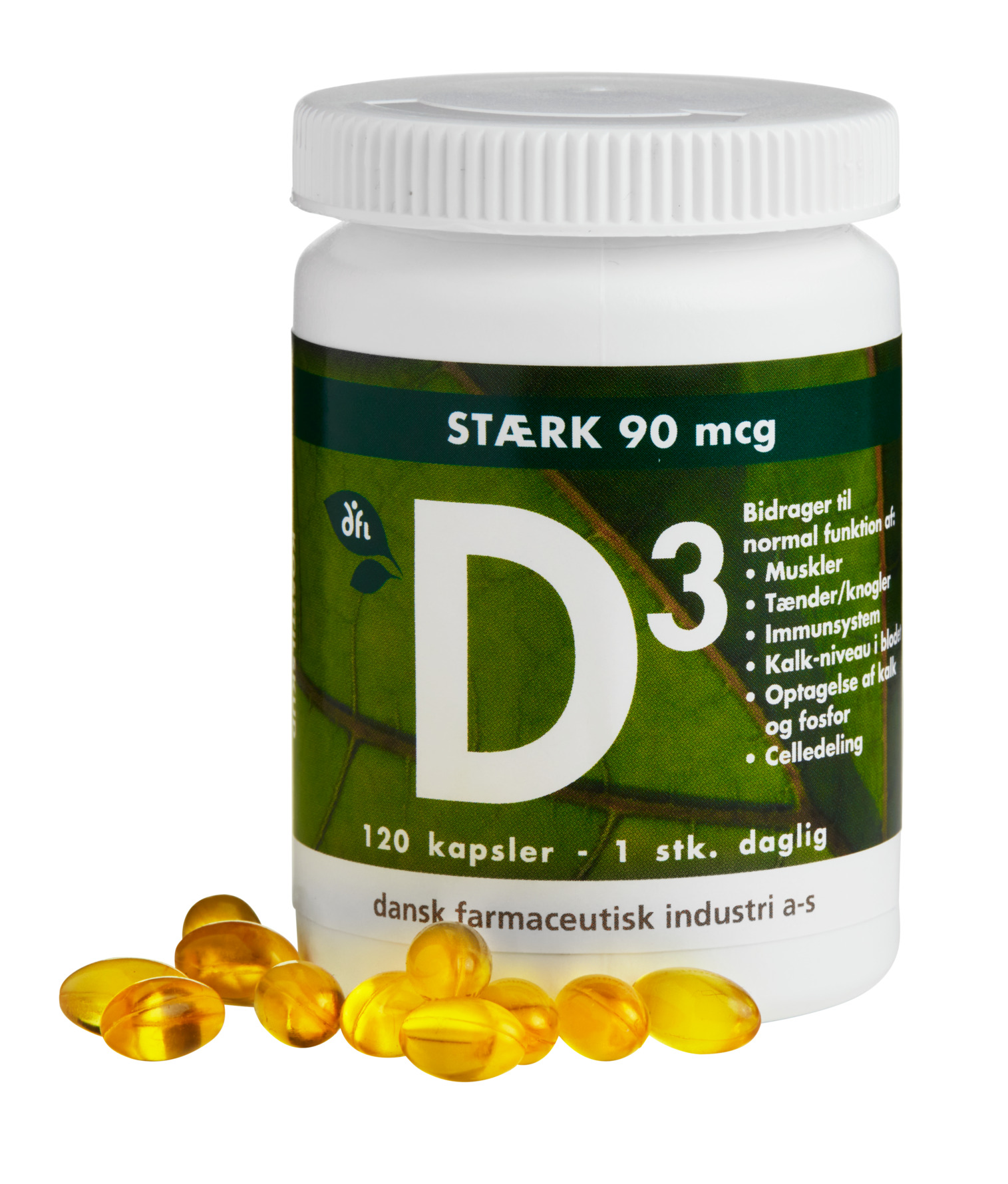 Dansk Farmaceutisk Industri Vitamin D3 90 mcg 120 kaps.