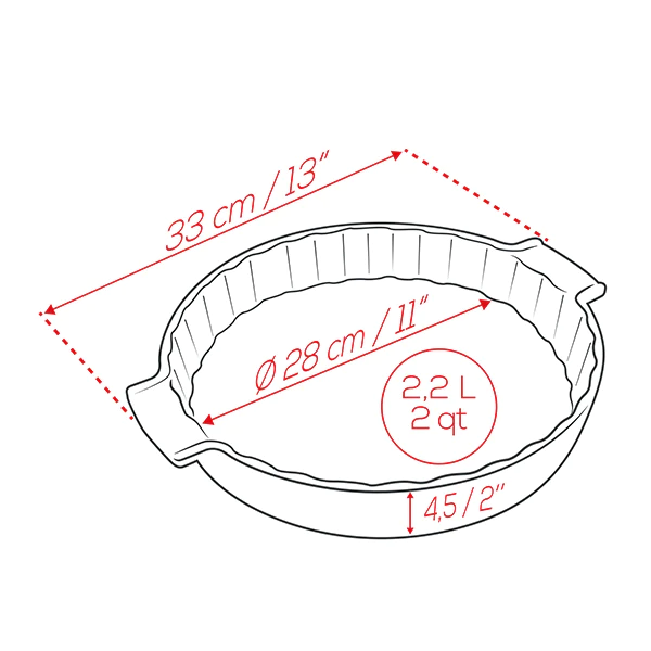 Tourtière céramique rouge 28 cm Peugeot