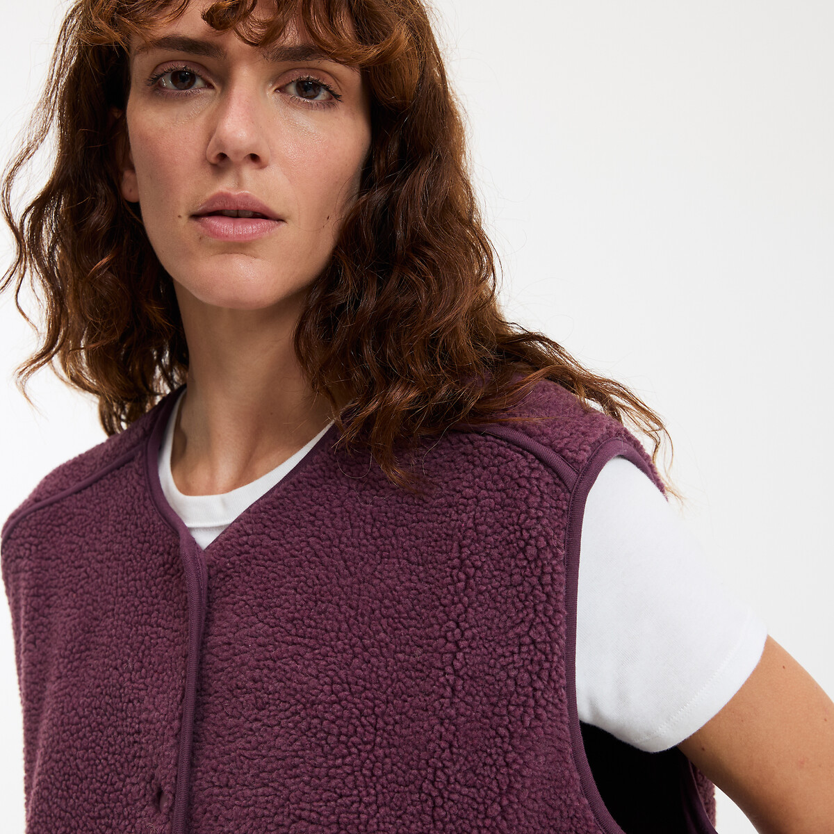 COLEÇÕES LA REDOUTE<br>Cardigã sherpa sem mangas