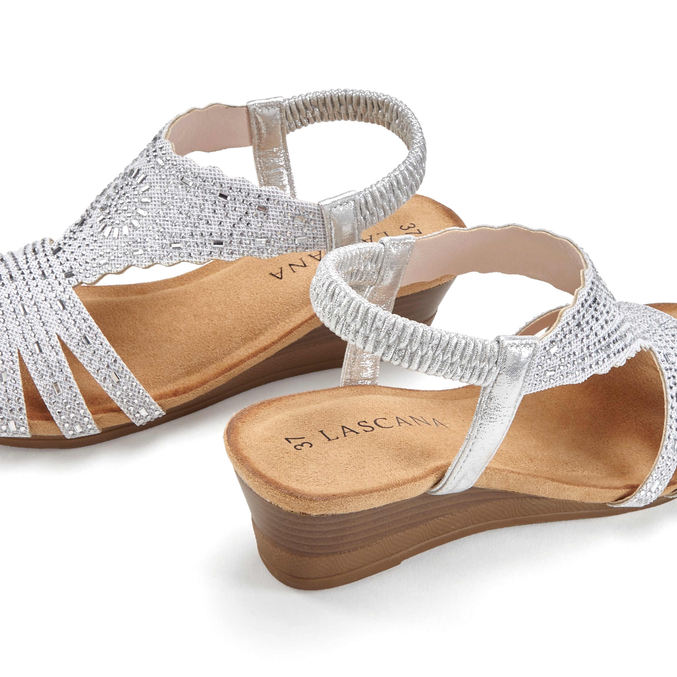 LASCANA Sandalette »Sommerschuh«  Sandale, Sommerschuh mit Glitzerdetails und elastischem Riemchen
