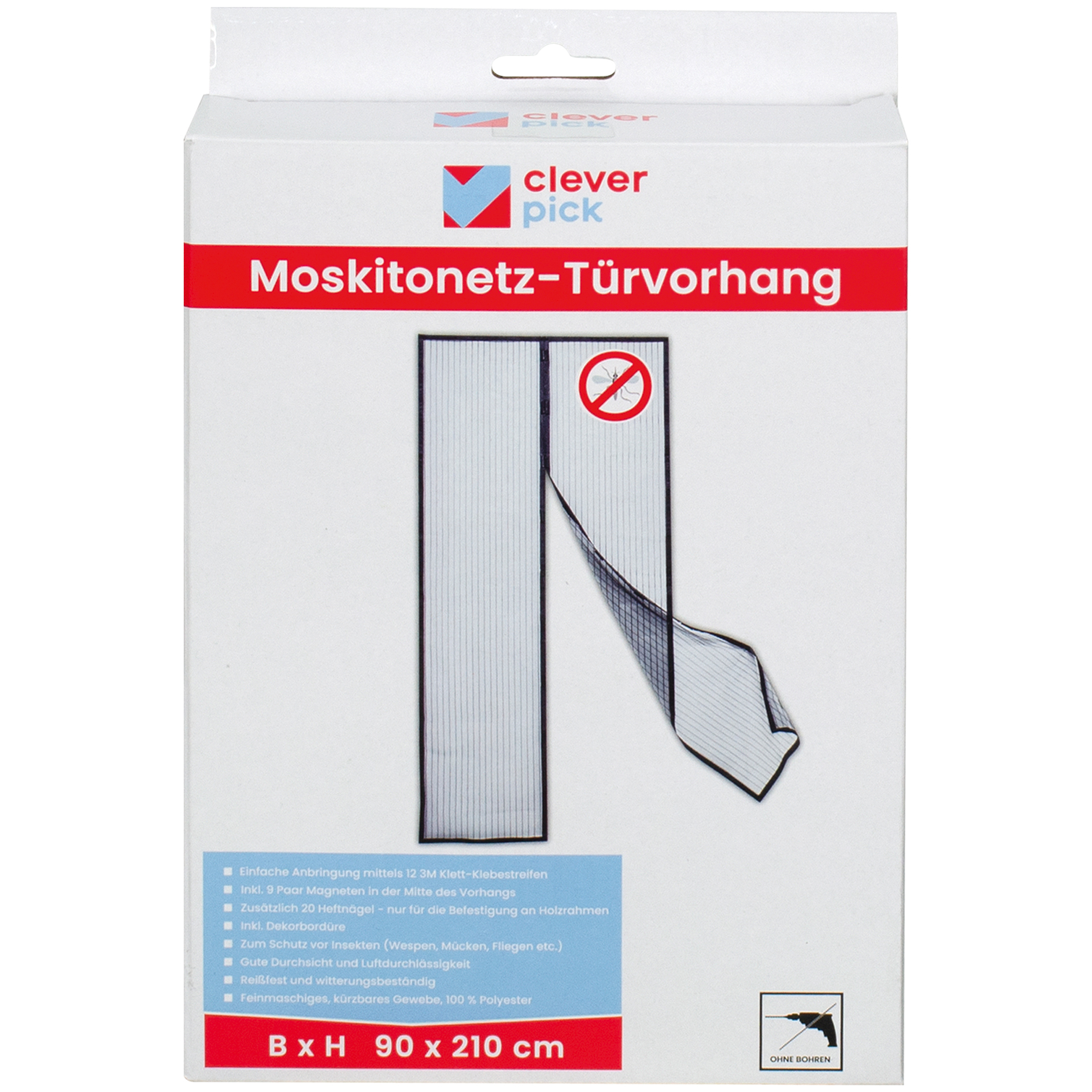 clever pick Moskitonetz-Türvorhang - schwarz - 90x210 cm
