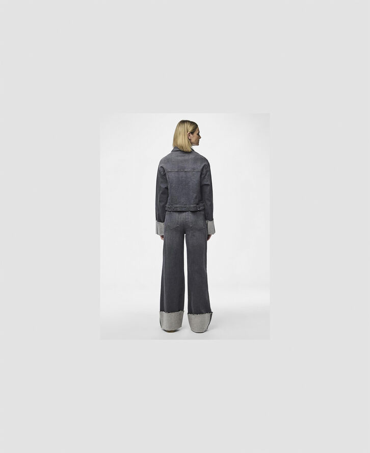 Pieces PCPIL FOLD UP DENIM JACKET Grey denim