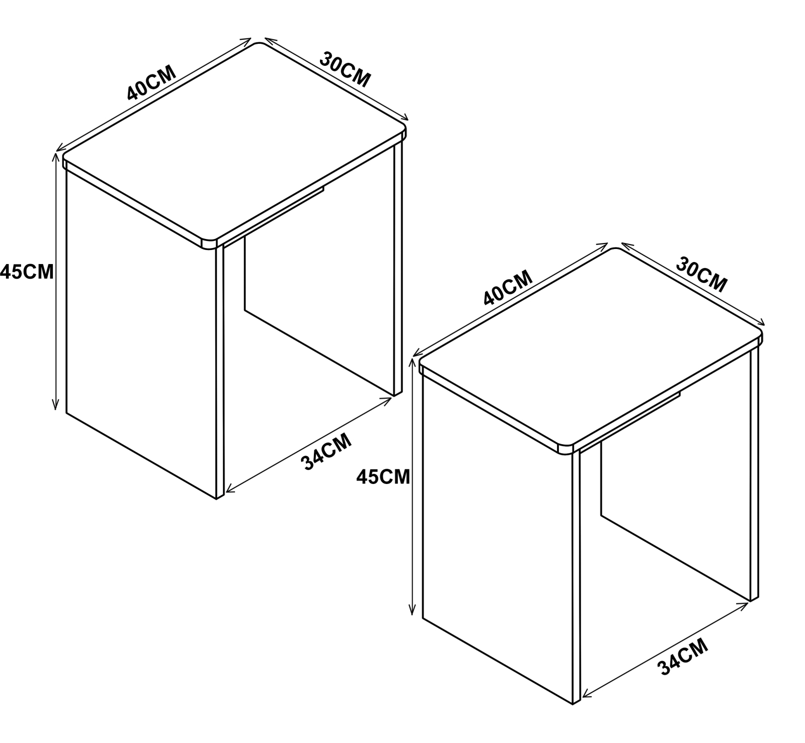 2er-Set Hocker ESAL - anthrazit-Honig Eiche - 40 cm breit