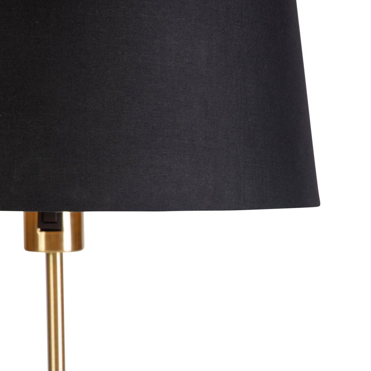 QAZQA - Klassieke I Antieke Staande Lamp Goud I Messing I Messing met Zwarte Kap 35 cm Verstelbaar - Feest I Woonkamer I Slaapkamer - Stalen Cilinder I Langwerpig I Rond - LED Geschikt E27