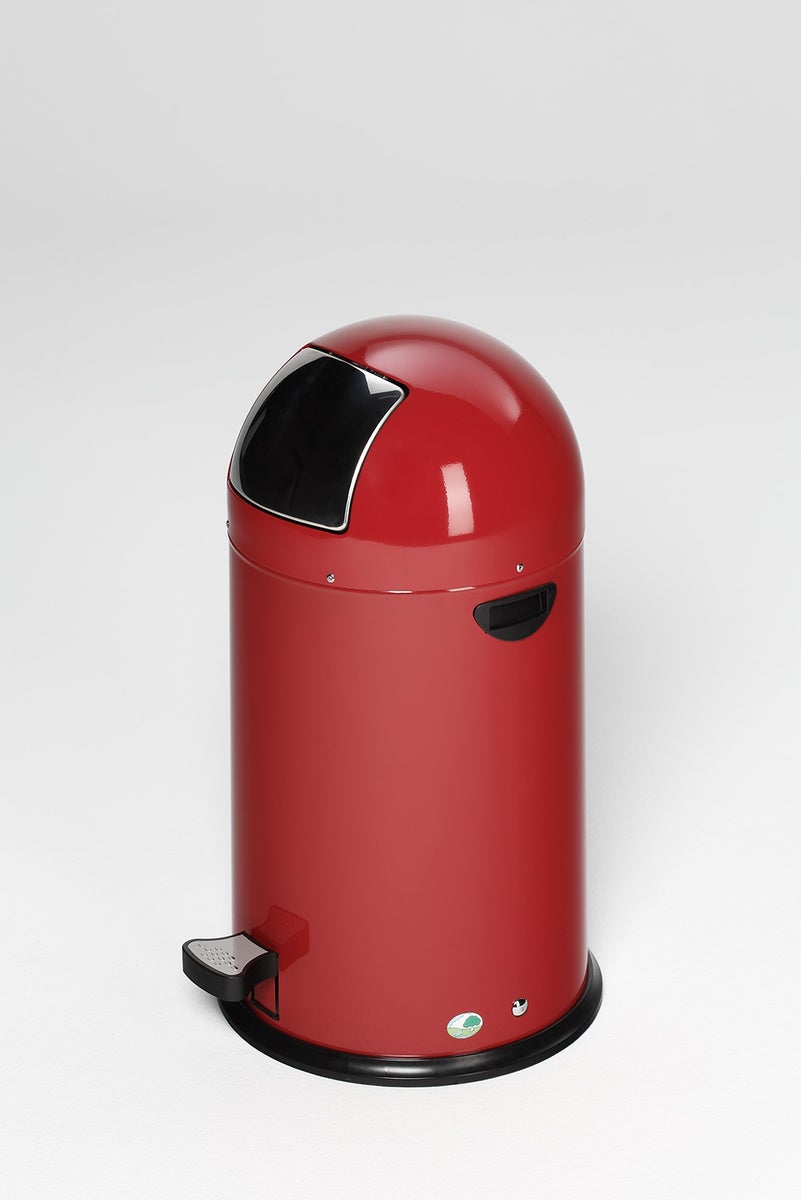 PROREGAL Classic Afvalbak met klep, binnenbak, voetpedaal, 22 liter, hxbxd 64 x 40 x 40 cm, gegalvaniseerd staal, rood