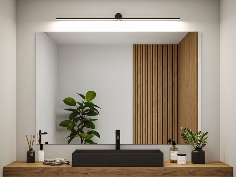 Paulmann Spiegelleuchte LED Sava 13.5W Schwarz Spiegelrohrleuchte mit Schutzart IP44