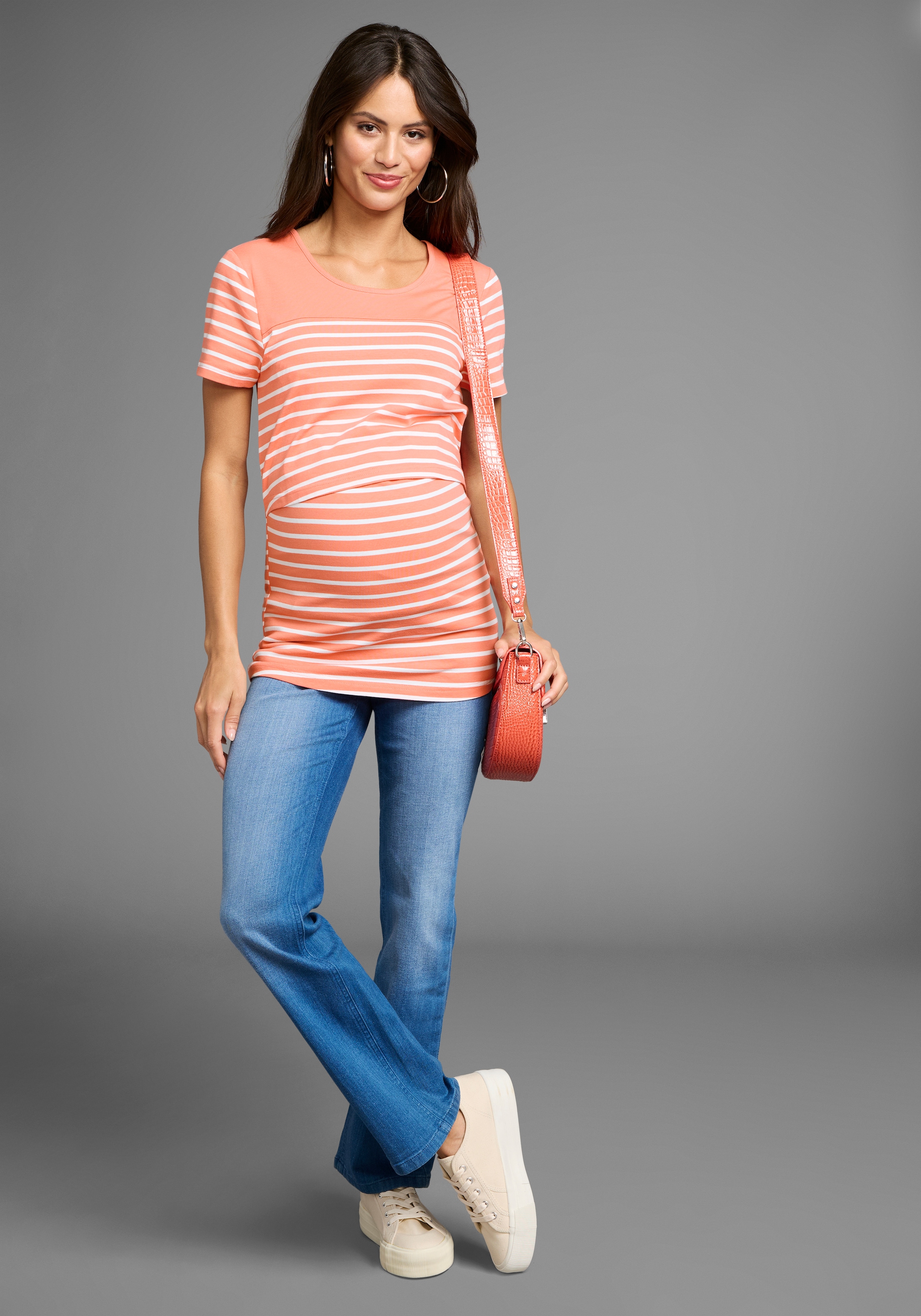 Neun Monate Umstandsshirt »Geringeltes Schwangerschaft und Still-Shirt«, , für bequemes Stillen