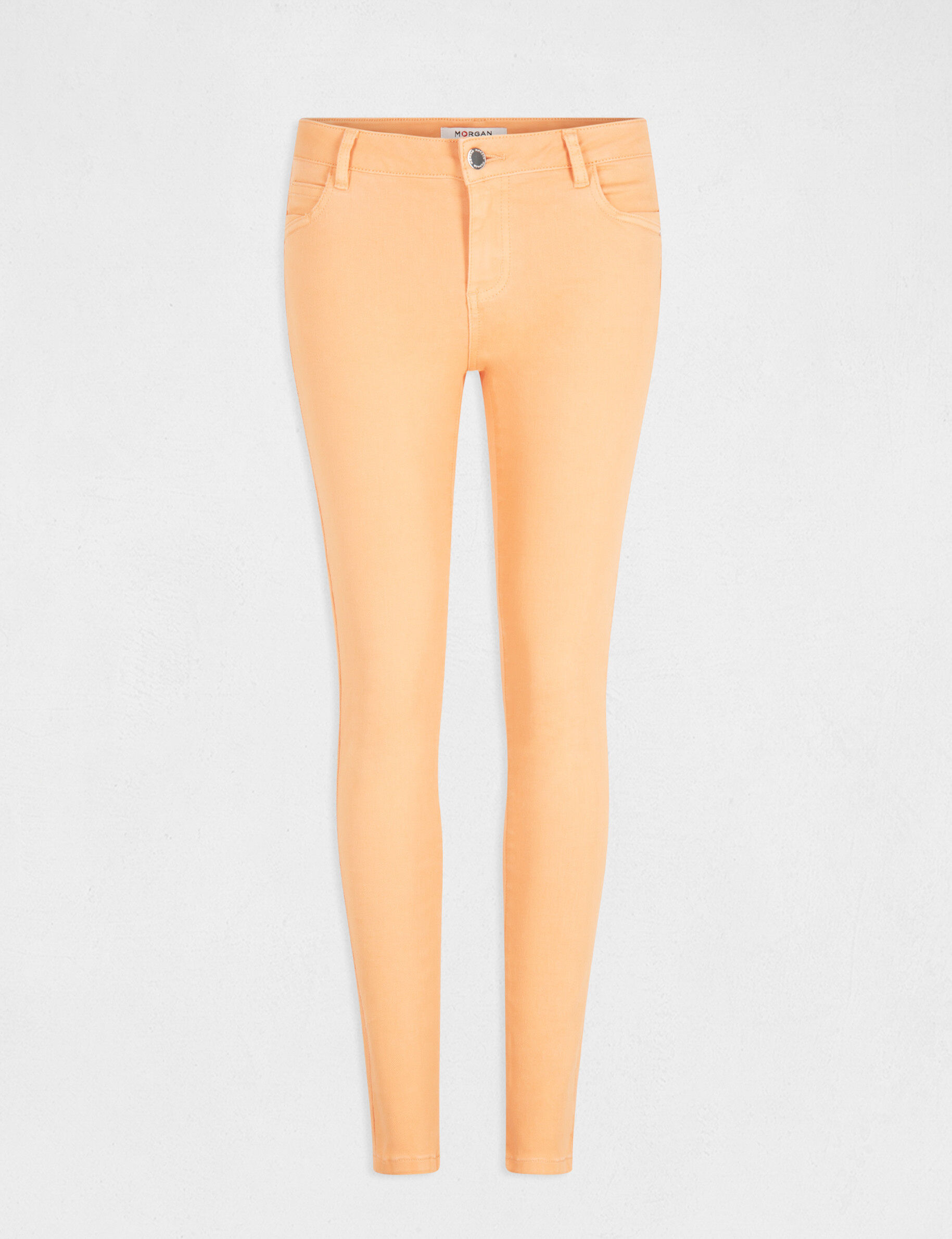 Jeans skinny taille basse orange clair femme - orange_clair