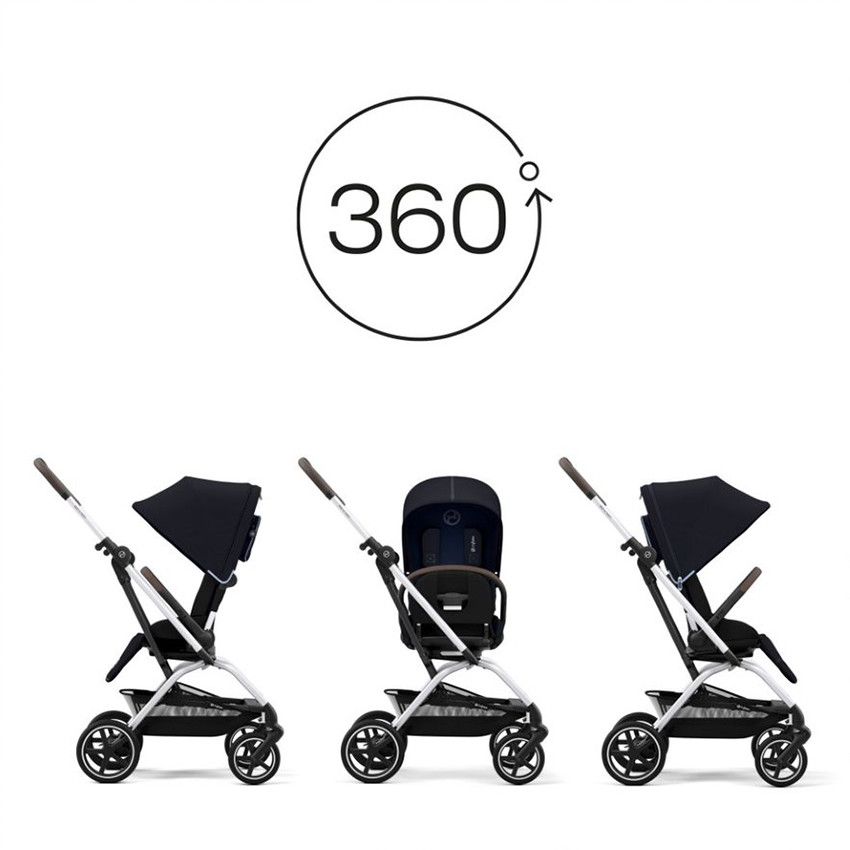 Poussette Eezy S Twist+ 2 châssis Silver - Ocean Blue - Ecru