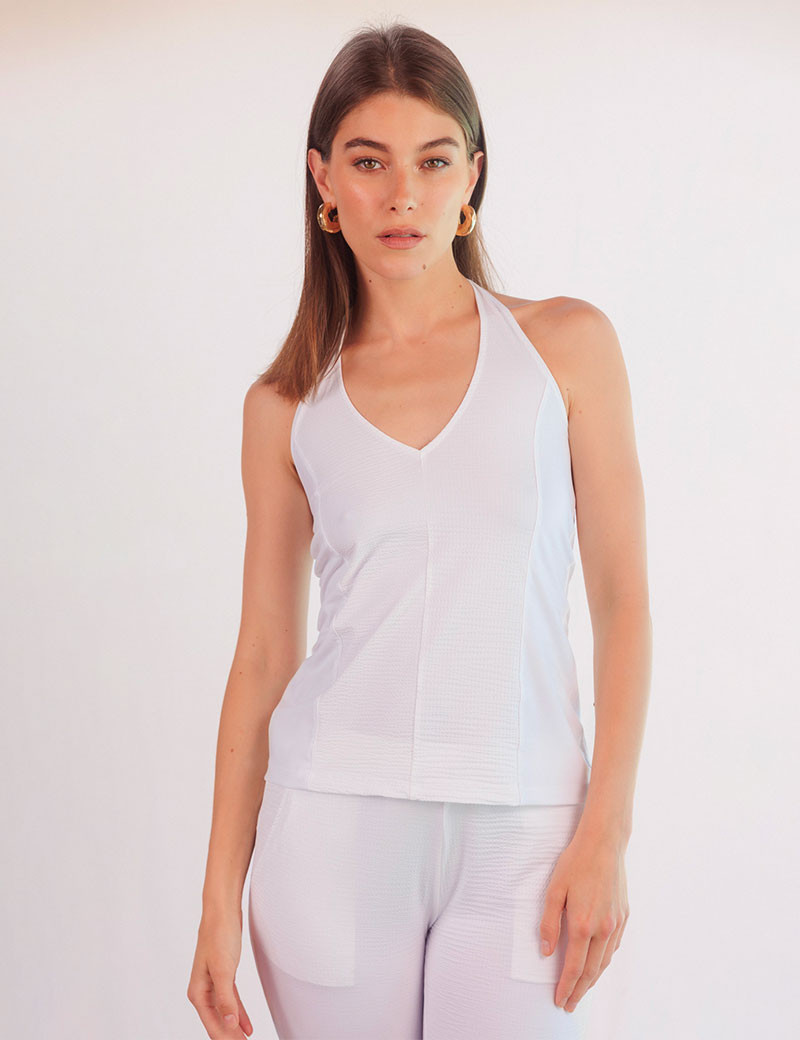 HBT WAFFLE  | MILEY TOP DOS NU BLANC