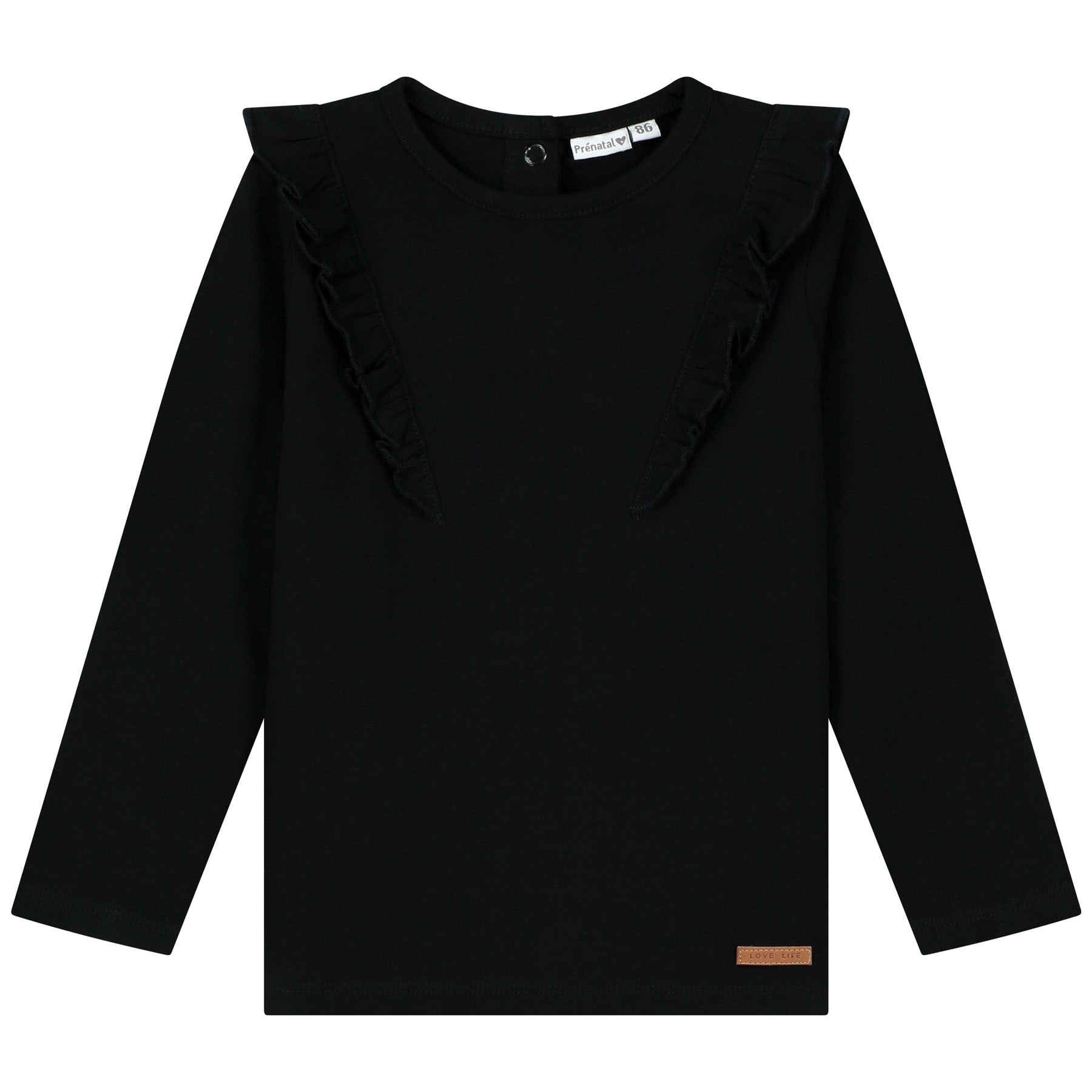 Prénatal peuter shirt lange mouwen effen zwart